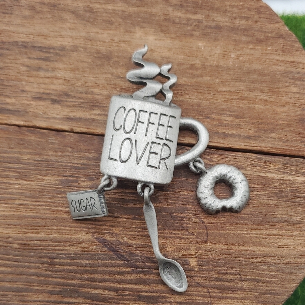 JJ Vintage‎ Coffee Lover Brooch  B442